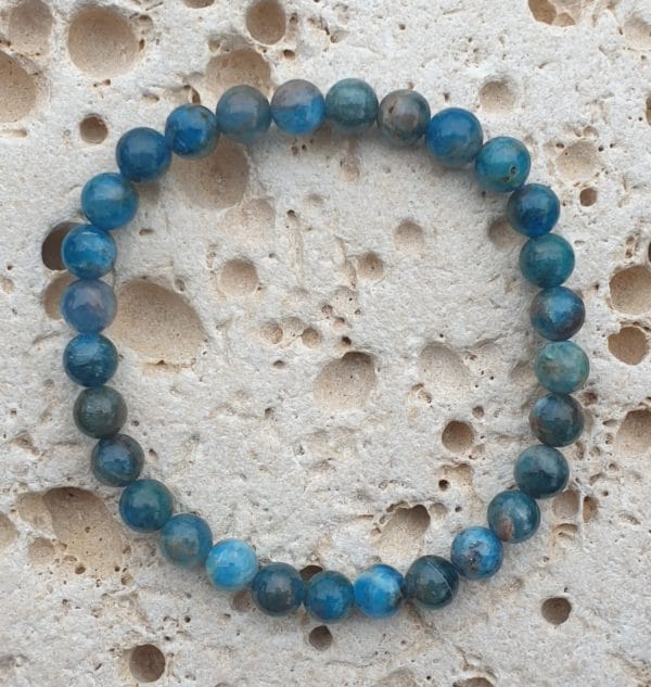 bracelet boule 6mm apatite bleue