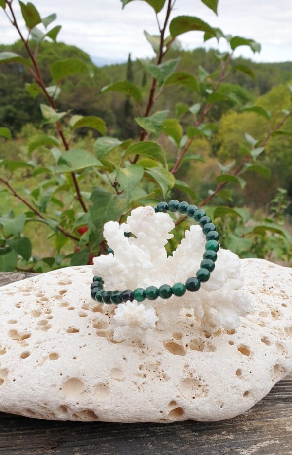 bracelet boule 6mm malachite foncée