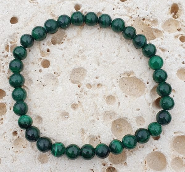 bracelet boule 6mm malachite foncée