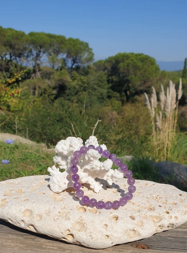 bracelet boule 8mm amethyste du brésil