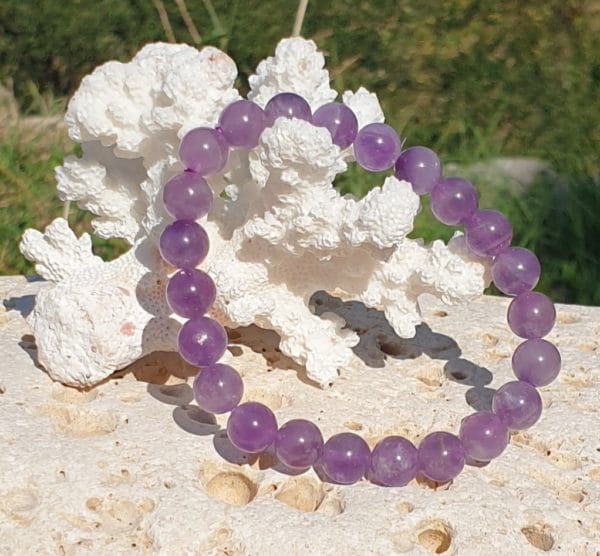 bracelet boule 8mm amethyste du bresil