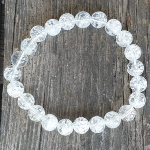 bracelet boule 8mm cristal de roche crack