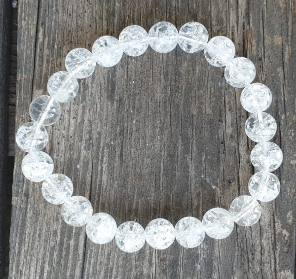 bracelet boule 8mm cristal de roche crack