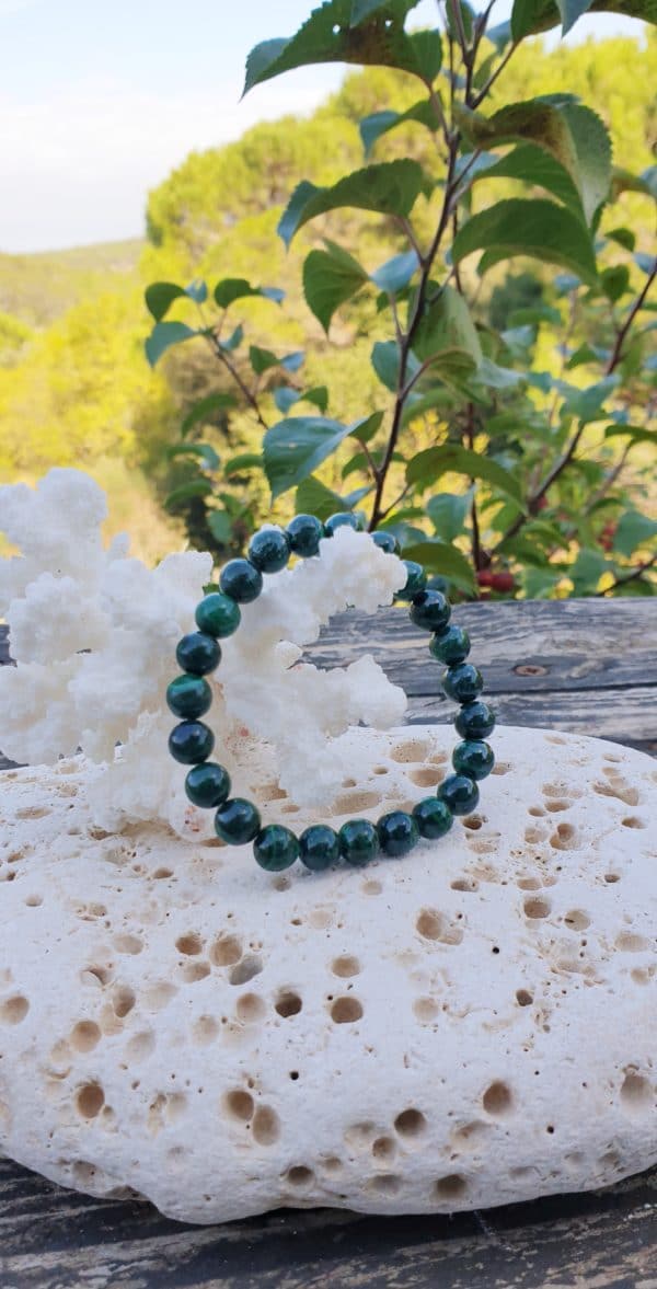 bracelet boule 8mm malachite foncée