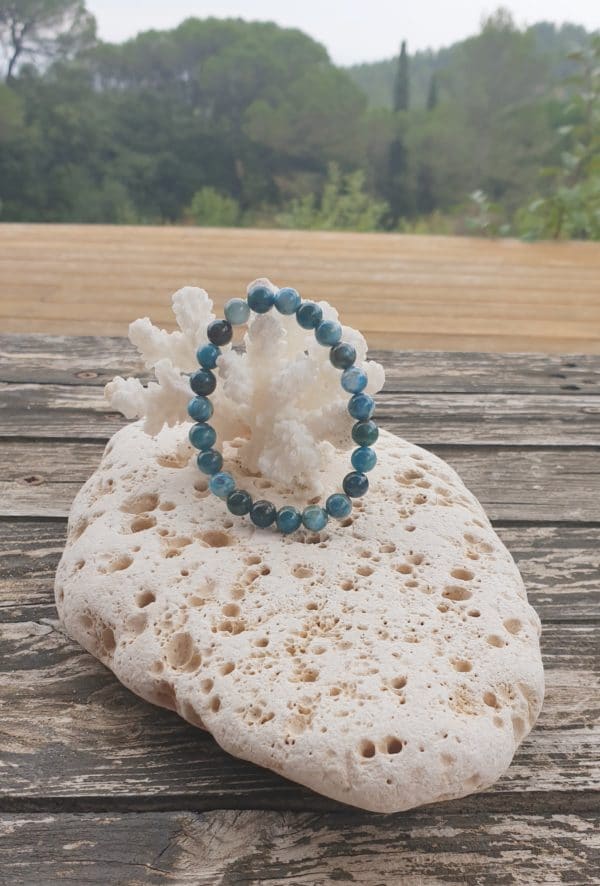 bracelet boule apatite bleue 8mm