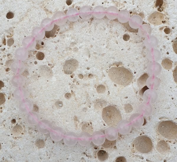 bracelet boule 6mm quartz rose