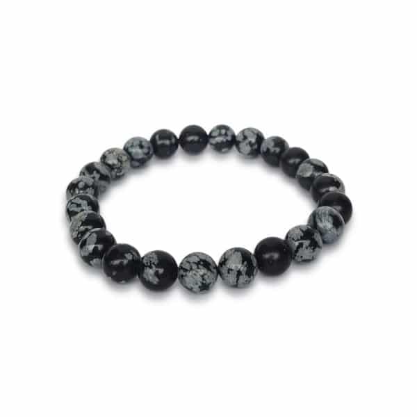 bracelet 8mm obsidienne flocon de neige