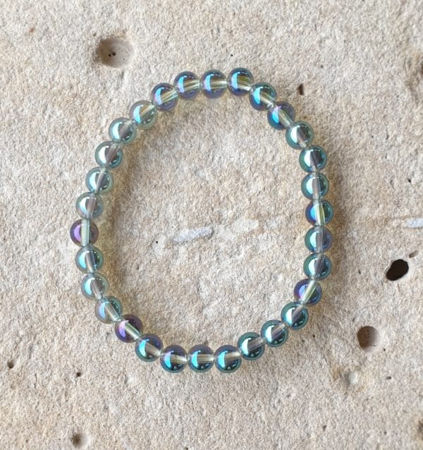 bracelet boule 6mm aqua aura