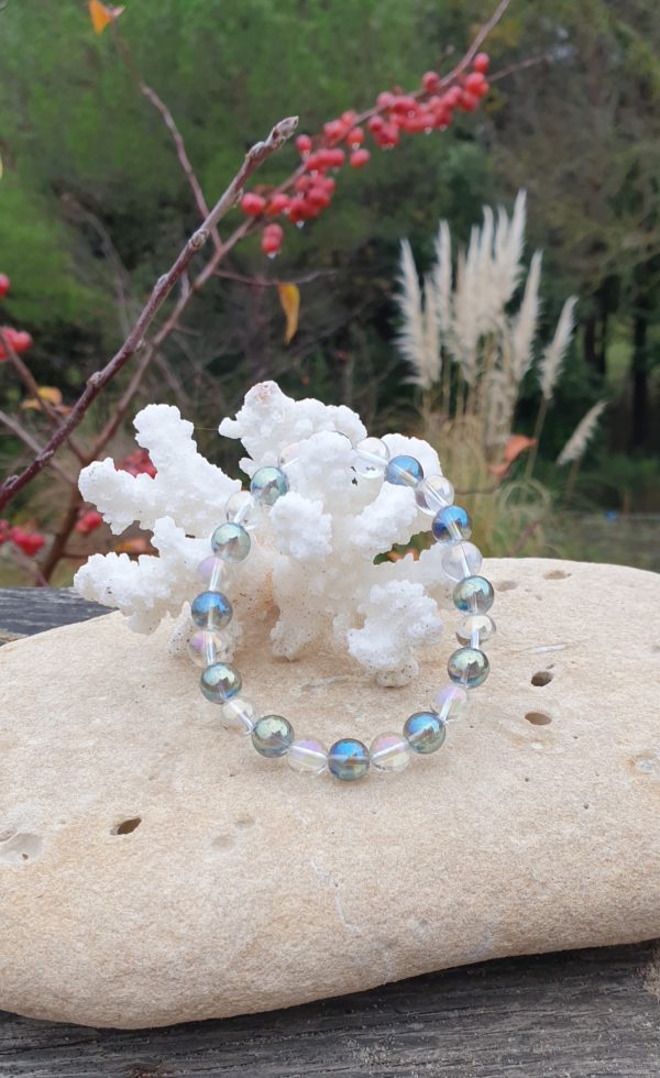 bracelet boule 8mm aqua aura et aqua angel